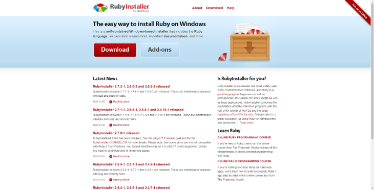 Rubyの開発環境構築 - ダウンロードとインストール2